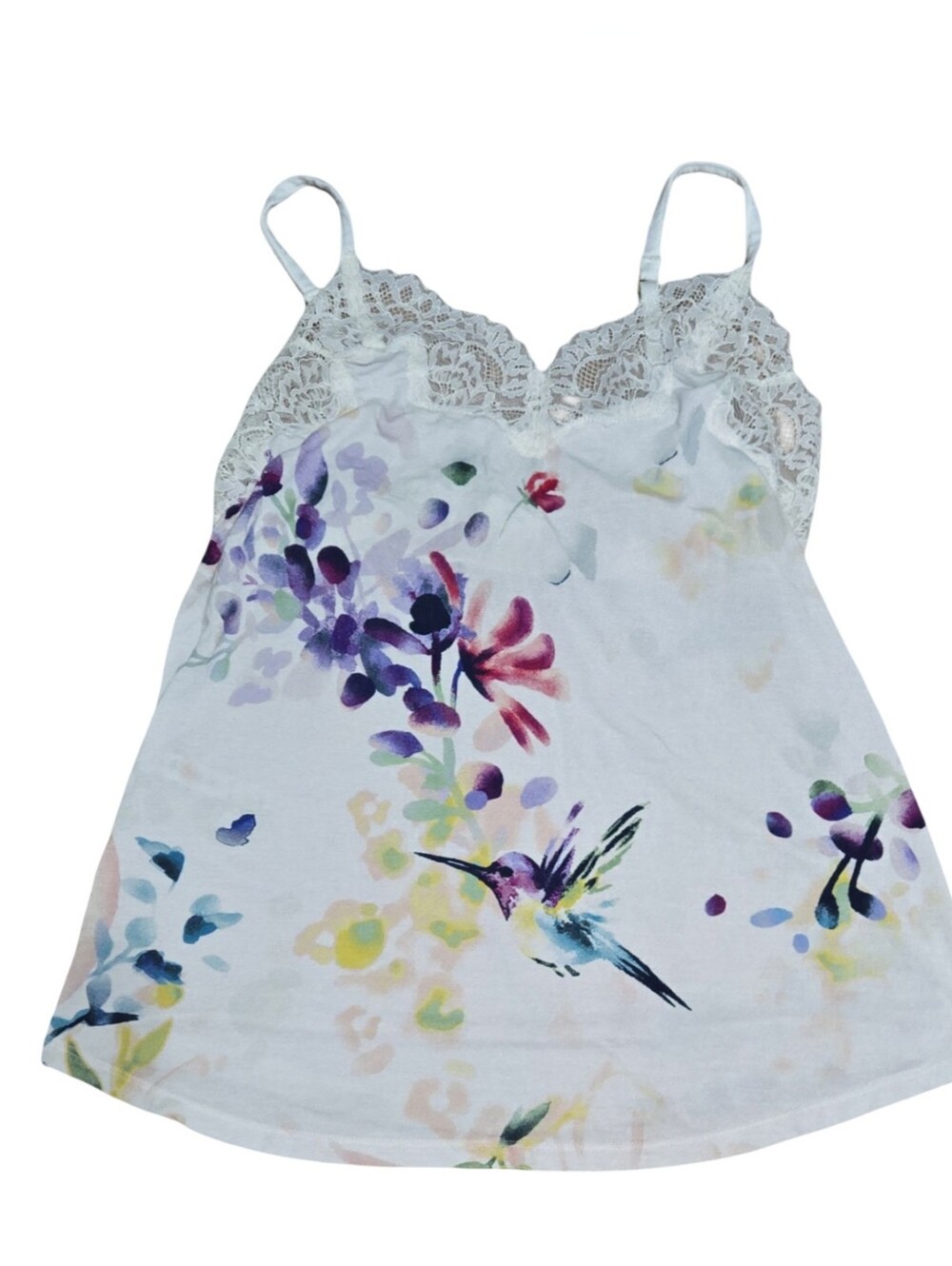 Soma White Branded Floral Feminine Festival Cozy Soft Cotton Y2K Cami XS - Picture 2 of 15